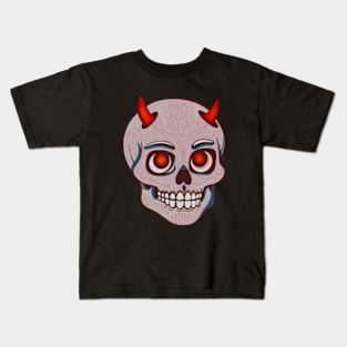 Cute Mexican skull with devil horns Kids T-Shirt